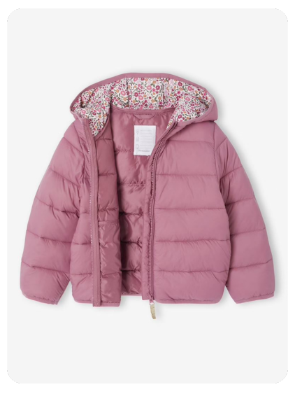 Mädchen Light-Steppjacke mit Kapuze, Recycling-Polyester - altrosa